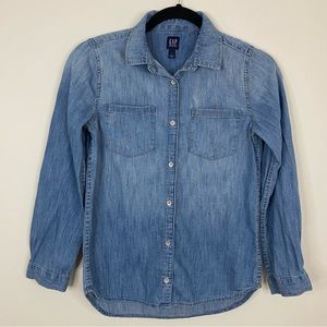 Gap Denim Long Sleeve Button Up Medium Índigo Girls XL Shirt
